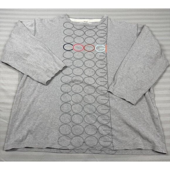 Coogi Shirt Mens Large Gray Long Sleeve Crewneck Circle Pattern Graphic Logo - Picture 1 of 9